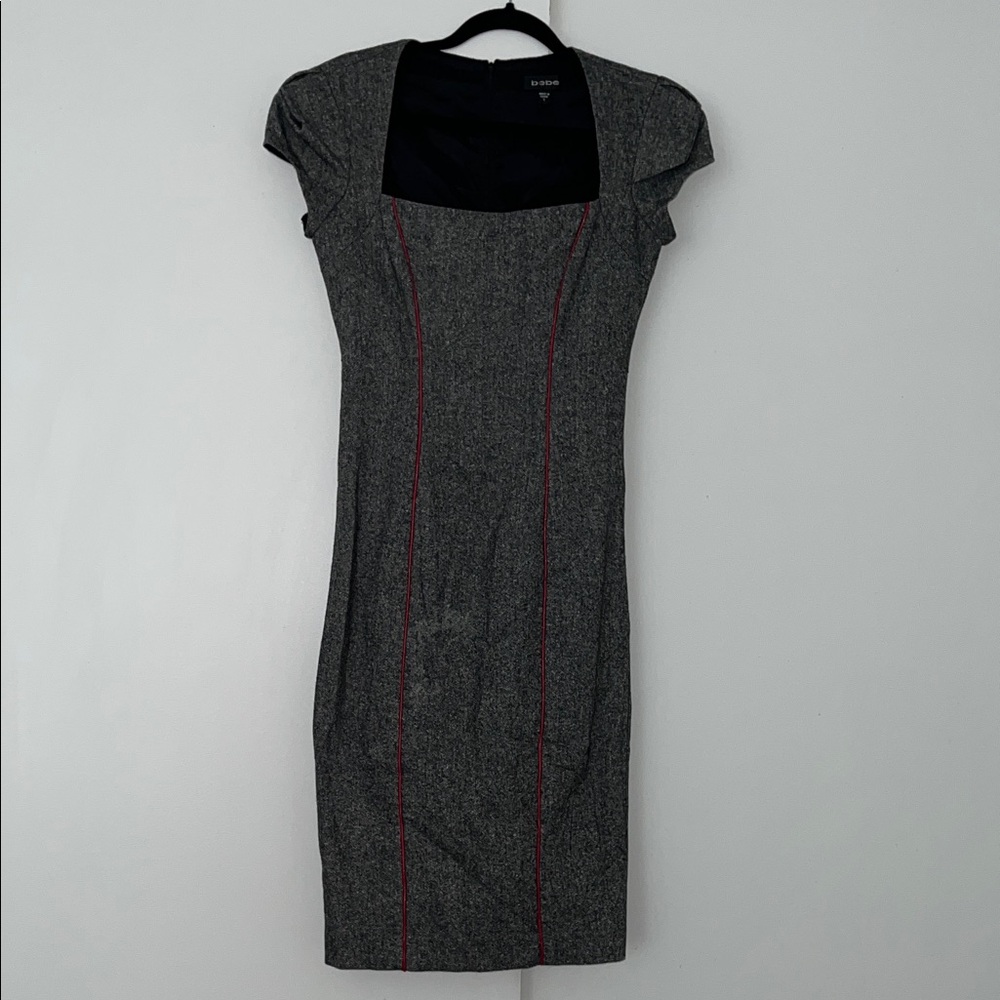 bebe Gray Mini Dress with Red Accents